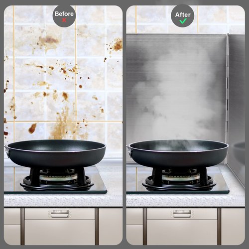 3 Sided Oil Splatter Guard, Upgrade Stainless Steel Anti Splatter Shield for Stove Top Cooktop, Yhuitek Foldable Grease Splatter Screen Oil Barrier, 11.7" x 14.7" (H)