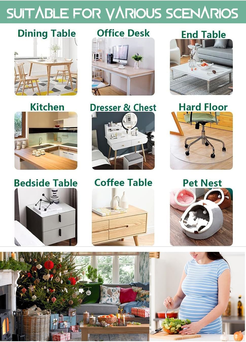 WingCanto 42X72 Inch New Clear Plastic Tablecloth PVC Table Mat Protector Dining Room Cover Vinyl Cloths Rectangular Non Slip Desk Pad for Coffee Writing 1.5mm Thick, WCa-ZBC15-42072