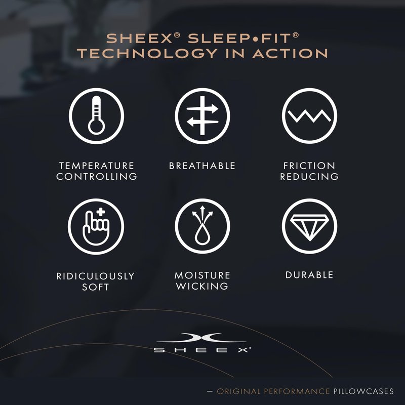 SHEEX Original Performance Cooling Pillow Cases, Ultra-Soft Pillow Case Set, 2 Cooling Pillow Covers, Standard, Graphite