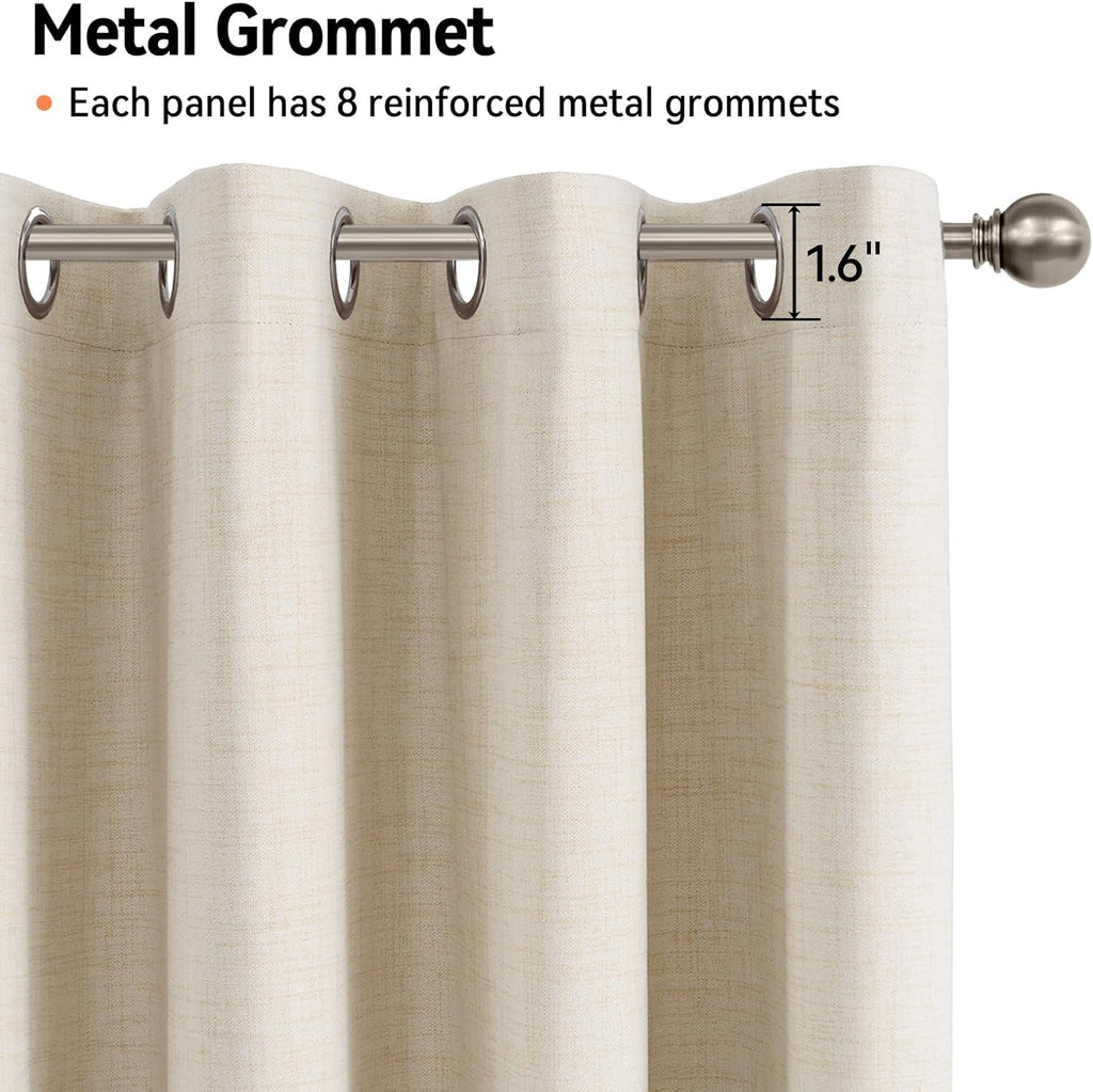 Skiennix 100% Blackout Linen Curtains - Thermal Insulated Drapes for Bedroom & Living Room | 50" W x 84" L, 2 Panels