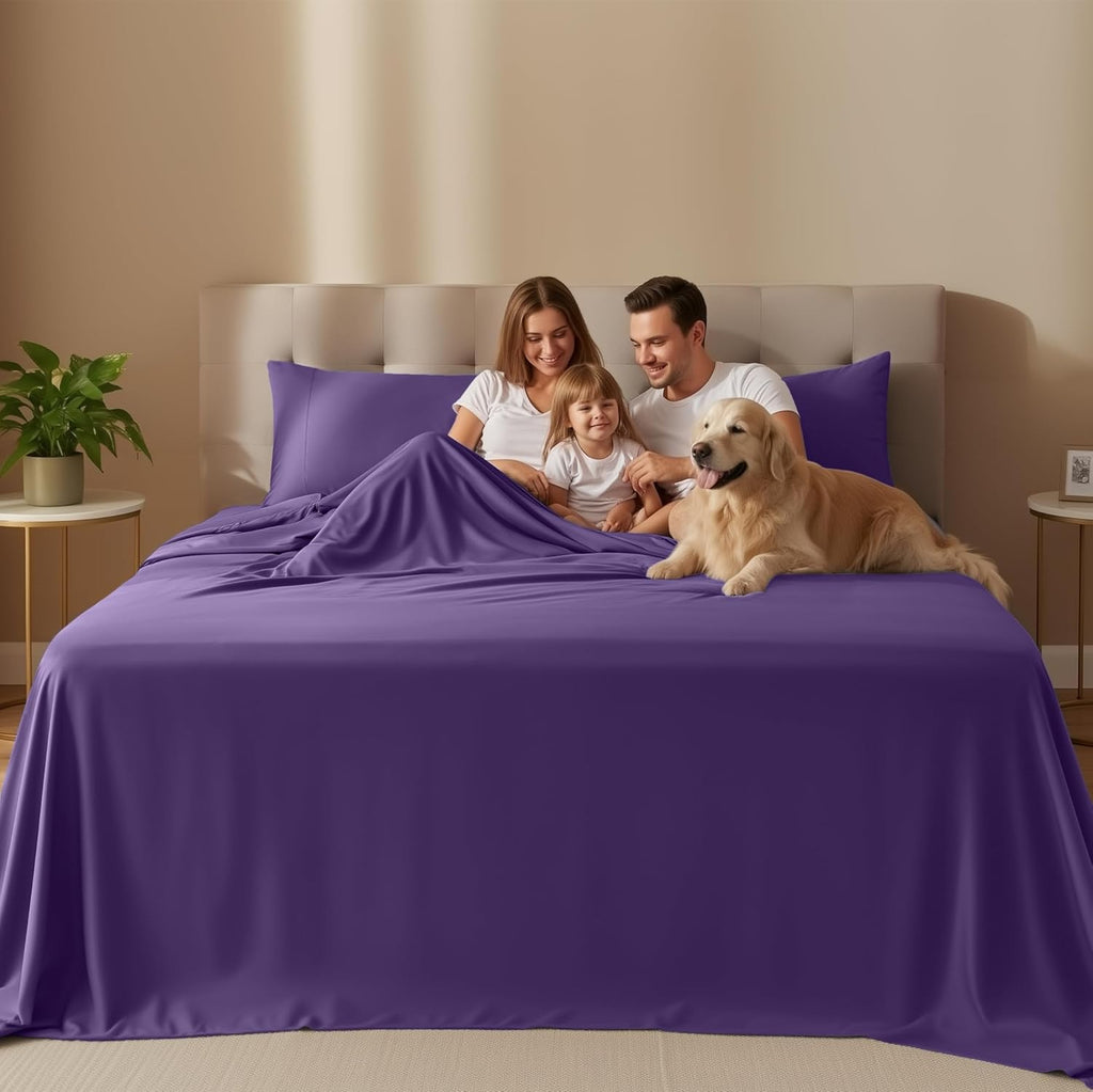 Utopia Bedding King Size Sheet Set - Soft, Breathable Microfiber | 4-Piece in Eggplant, Oeko-Tex Certified