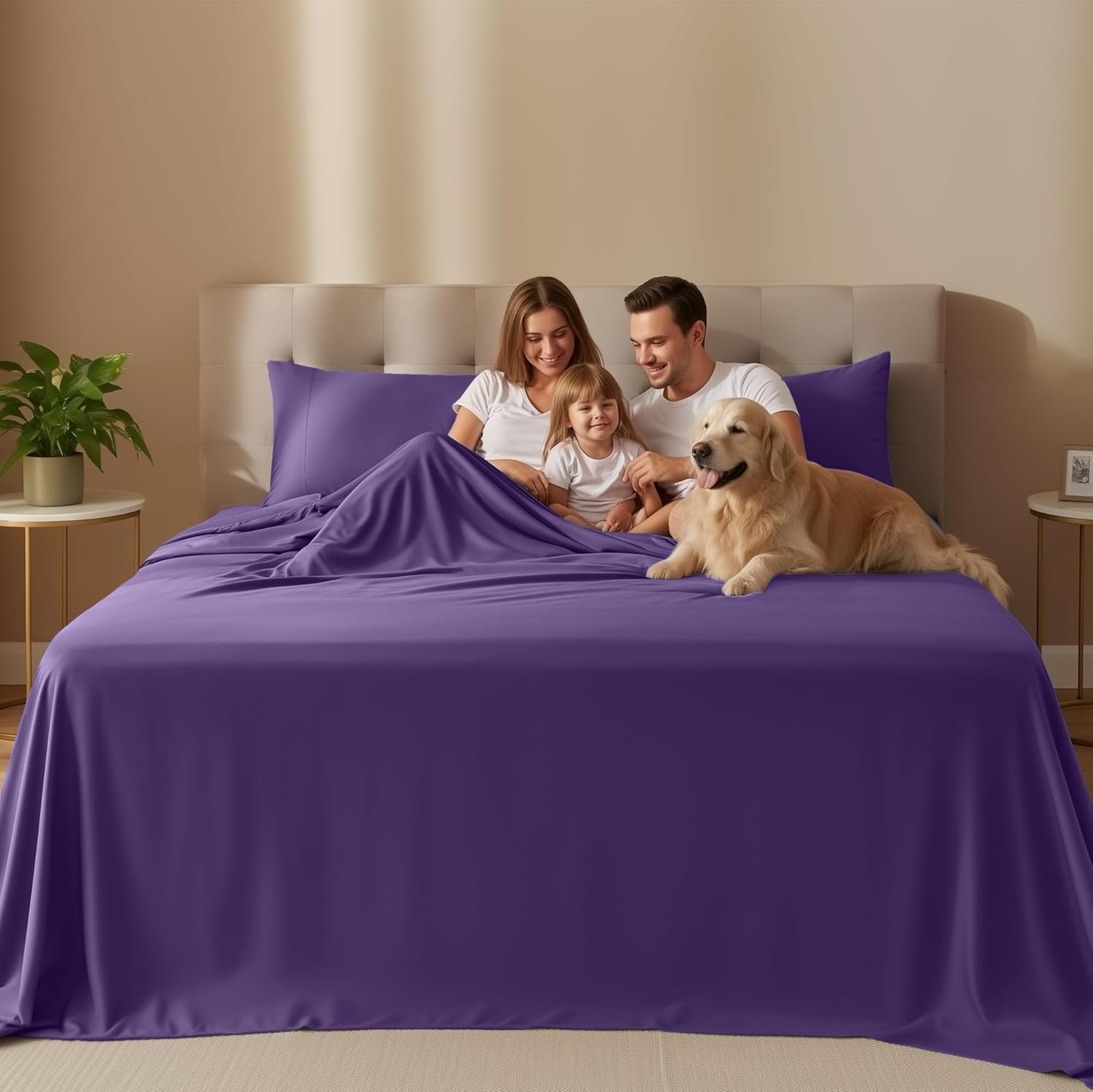 Utopia Bedding King Size Sheet Set - Soft, Breathable Microfiber | 4-Piece in Eggplant, Oeko-Tex Certified