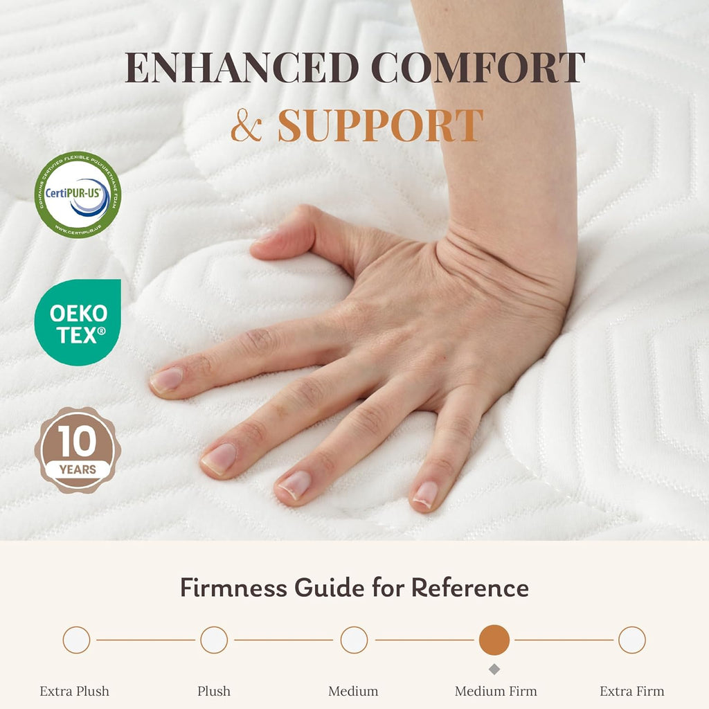 Skiennix Queen Mattress - 12 Inch Hybrid Foam & Pocket Springs | Medium Feel, Pressure Relief, CertiPUR-US