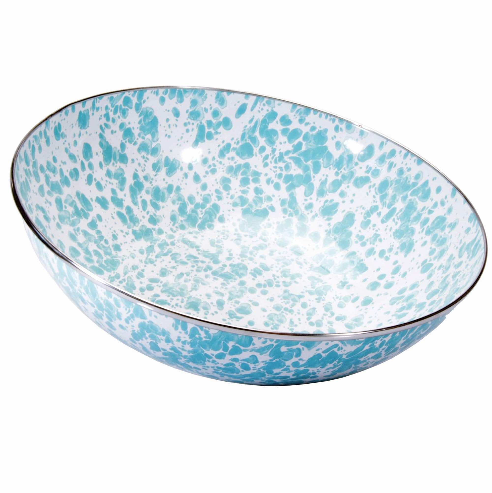 Golden Rabbit Enamelware Catering Bowl, 5 quart, Sea Glass