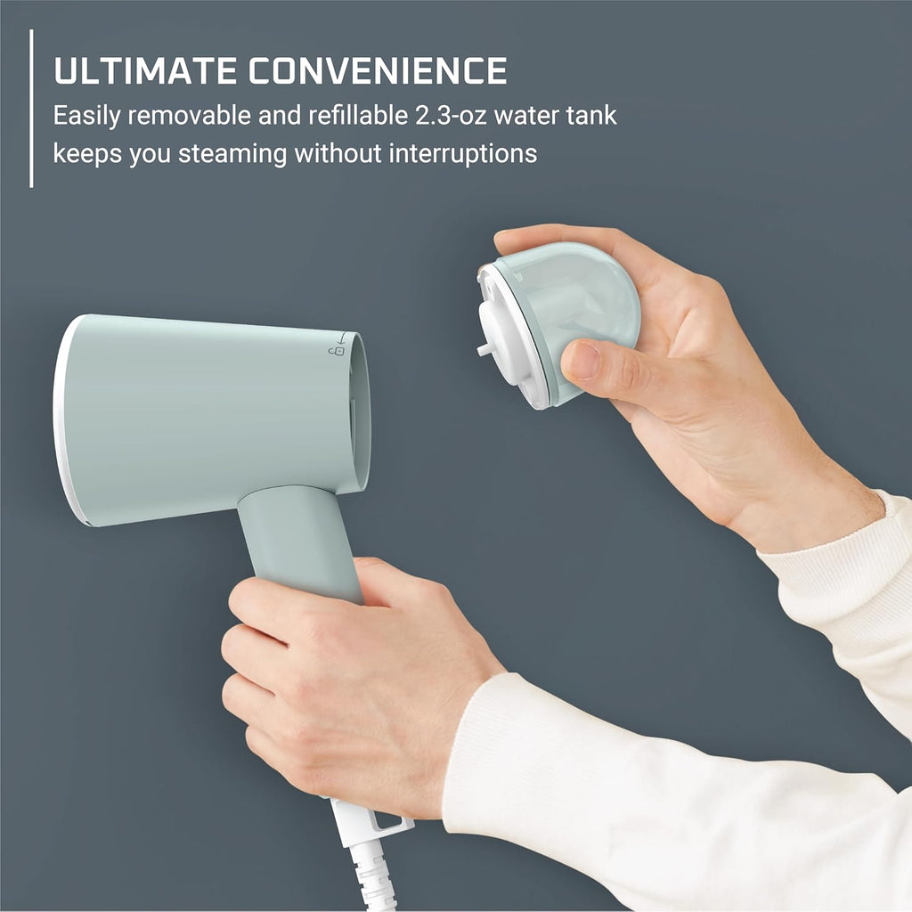 Rowenta Mini Travel Steamer - Portable Handheld Clothes Steamer, 1100 Watts, 2.3 Oz Tank, Green