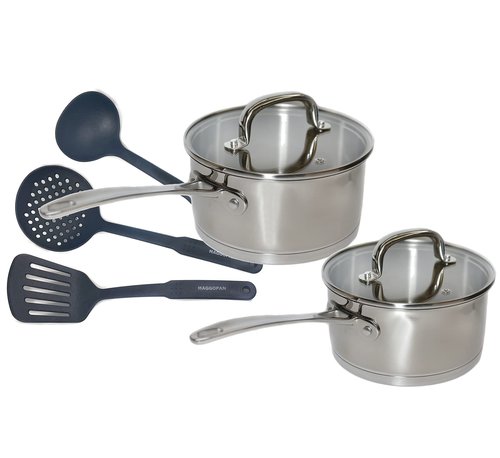 MAGGOPAN Stainless Steel Saucepans Impact Bonded Right Angles 7 PCS Set