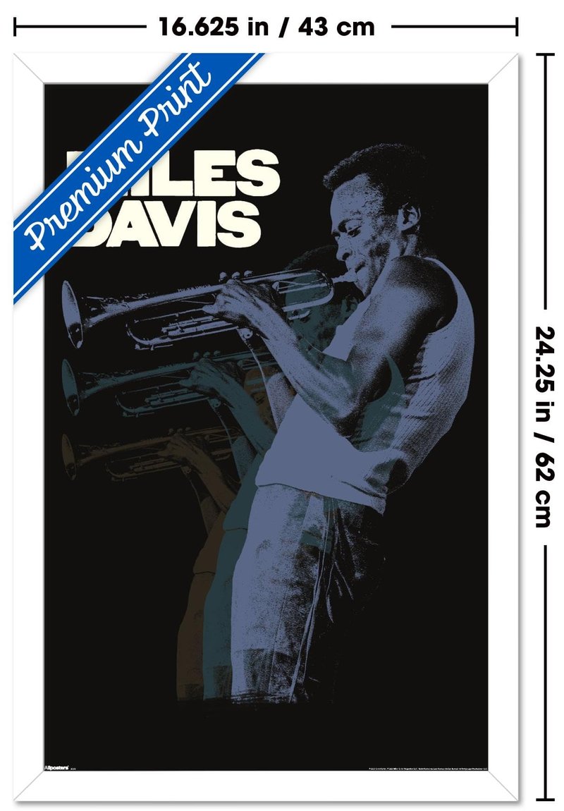 Miles Davis - Repeat Wall Poster, 22.4L" x 14.7W", White Framed Version