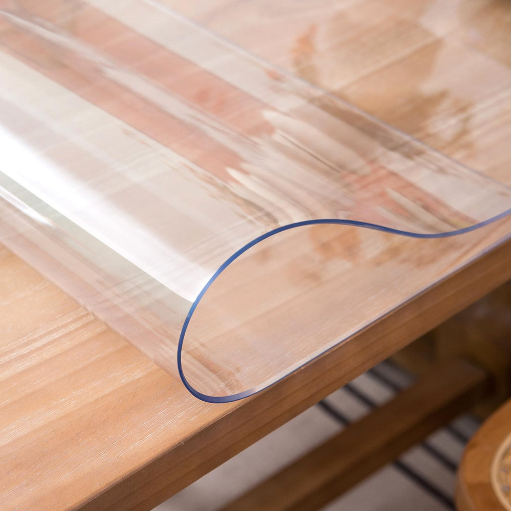 Whirltique Clear Table Cover Protector, 42 x 89 Inch Table Protector for Dining Room Table, 1.5mm Thick Clear Plastic Table Cover, Pad Mat for Kitchen, Writing Desk Pad for Desktop