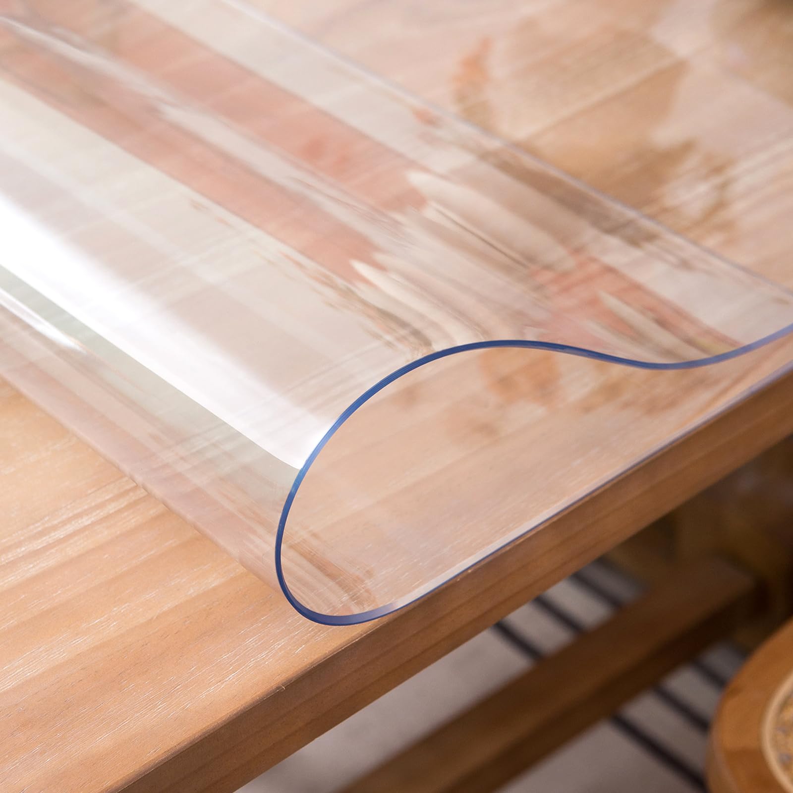Whirltique Clear Table Cover Protector, 42 x 89 Inch Table Protector for Dining Room Table, 1.5mm Thick Clear Plastic Table Cover, Pad Mat for Kitchen, Writing Desk Pad for Desktop