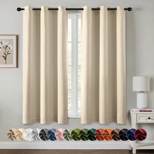MIULEE Cream Beige Blackout Curtains - Thermal Insulated Room Darkening Drapes | 40 x 54 Inches, 2 Panels
