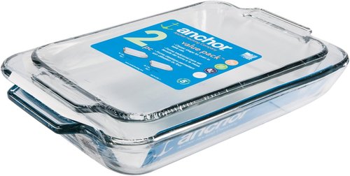 Anchor Hocking Glass Baking Dishes - 2 Piece Set with 2 Qt & 3 Qt Casserole Dishes for Oven
