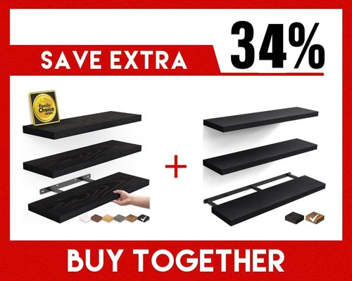BAYKA Floating Wall Shelves - Set of 3 Stylish Black Shelves | 15.7 Inches Each