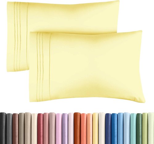 King Pillow Cases by [Brand Name] - Ultra Soft Hotel Quality Covers | Wrinkle-Free & Stain Resistant - 2 Piece Set in Yellow