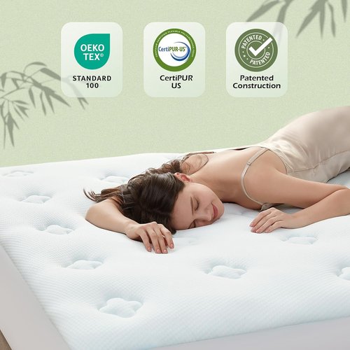Hansleep Twin Mattress Pad - Memory Foam Topper for Back Pain Relief | Bamboo Viscose, 39" x 75", White