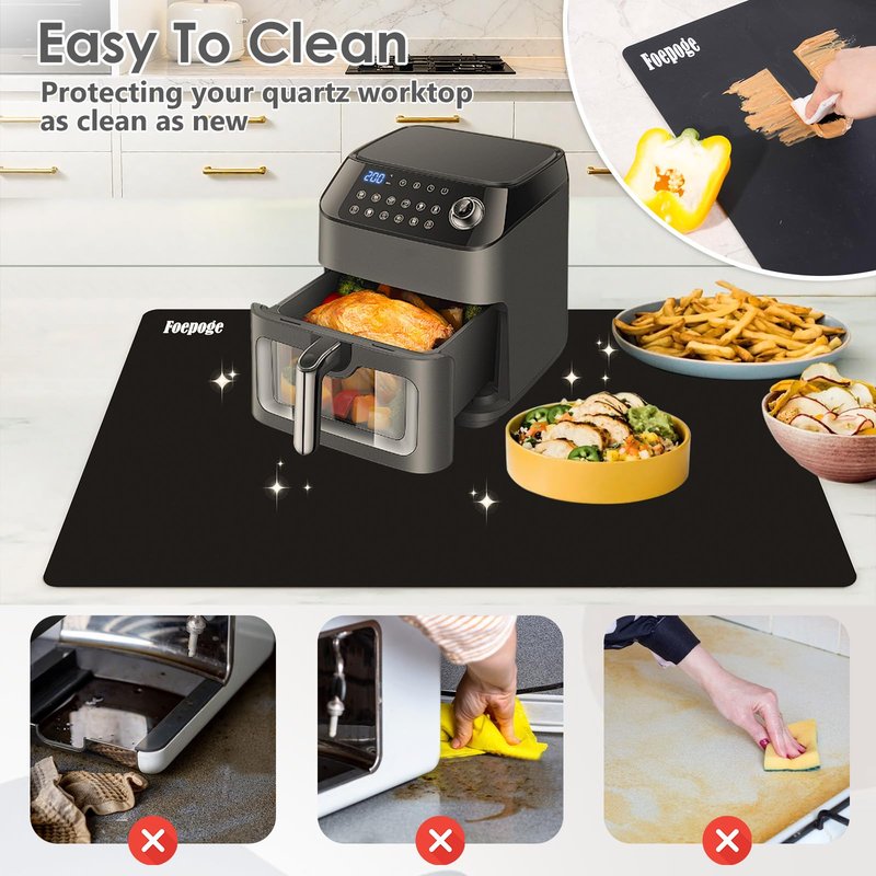 Extra Large Silicone Mat for Resin 36.2" x 24", 2MM Thick Silicone Craft Mat for Table, Multifunction Silicon Matt for Kitchen Countertop Protector Heat Resistant Placemat by Foepoge(Black)