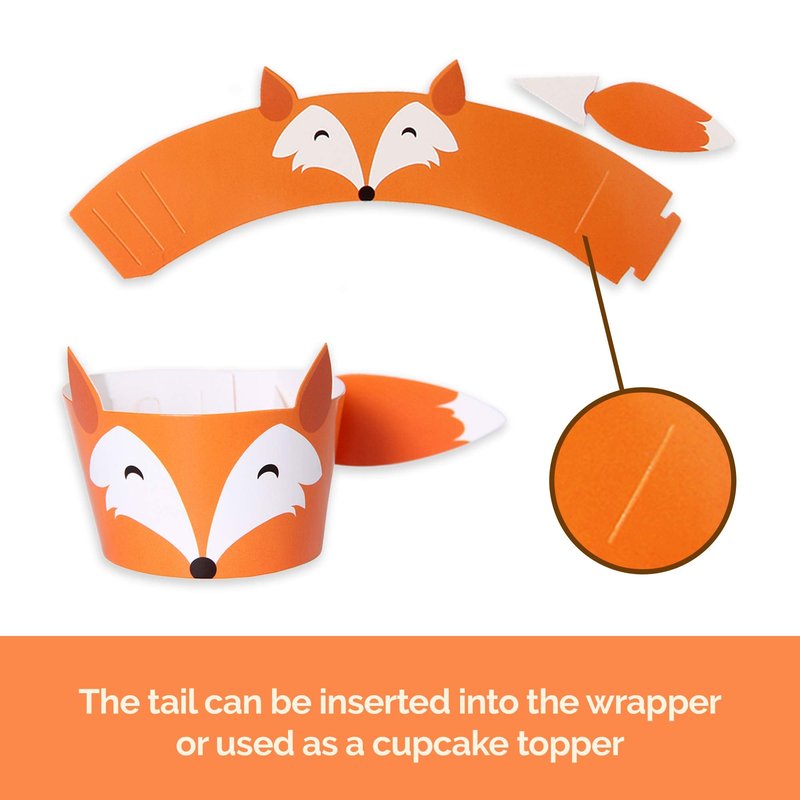 Pop Fizz Designs Woodland Baby Shower Cupcake Wrappers | Set of 24 Woodland Creatures for Baby Showers |