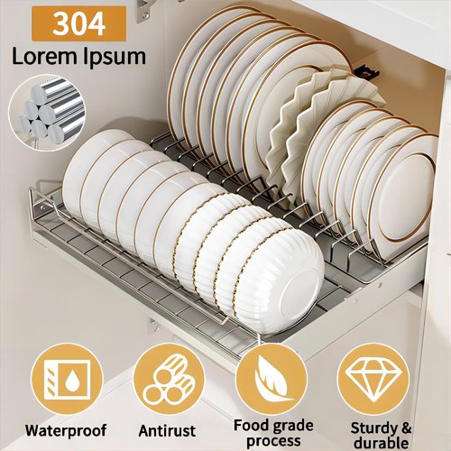 Pull Out Cabinet Organizer Fixed With Adhesive Nano Film, Heavy Duty Sliding Basket Drawer for Kitchen Under Sink, Pantry, Bathroom - 1 Pack