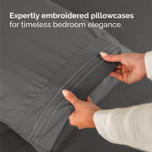 Comfy Twin Size 3 Piece Sheet Set by [Brand Name] - Breathable Cooling Bed Sheets | Ultra-Soft, Deep Pockets, Wrinkle-Free - Charcoal