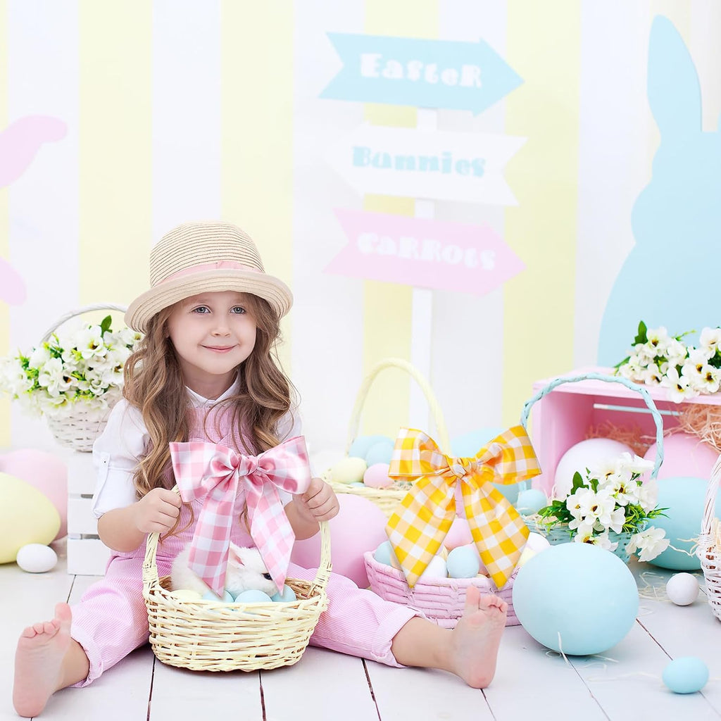 VitalCozy Easter Wreath Sash Set - 4 Pcs Blank Embroidery Accessories for Indoor/Outdoor Decor (4.49" x 56.30")