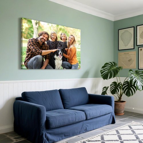 Custom Canvas Prints with Your Photos - Personalized Pictures Print, Customized Photo Gifts, Wall Art Poster Canvas Printing for Wedding, Family, Baby, Pets, Home Office Decor, Wrapped Frame 20x16