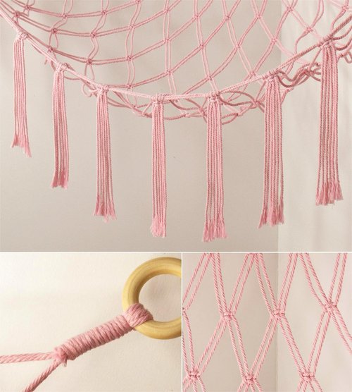 Mirolam Stuffed Animal Storage Hammock Net - Large Pink Toy Organizer for Baby Nursery Decor