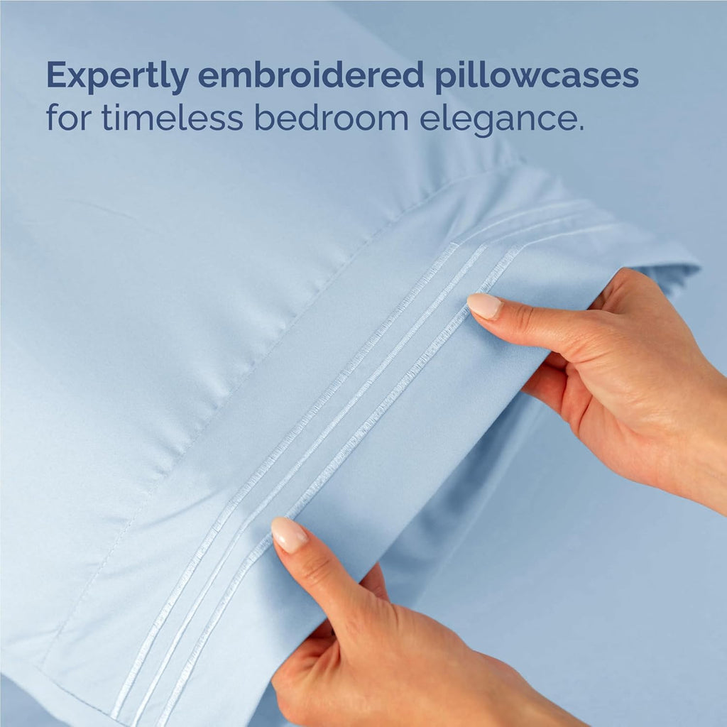 Skiennix Full Size 4-Piece Sheet Set - Comfy, Breathable & Cooling Bed Sheets - Ultra-Soft, Deep Pockets, Sky Blue