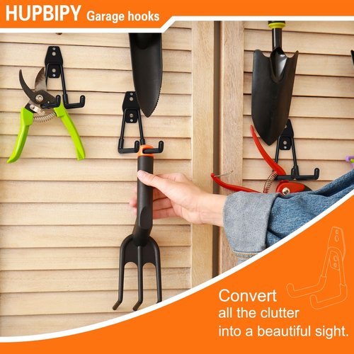 HUPBIPY Heavy Duty Garage Hooks - 4 Pack U-Shaped Wall Mounted Tool Organizer | 5.1 Inch Size for Ladders & More