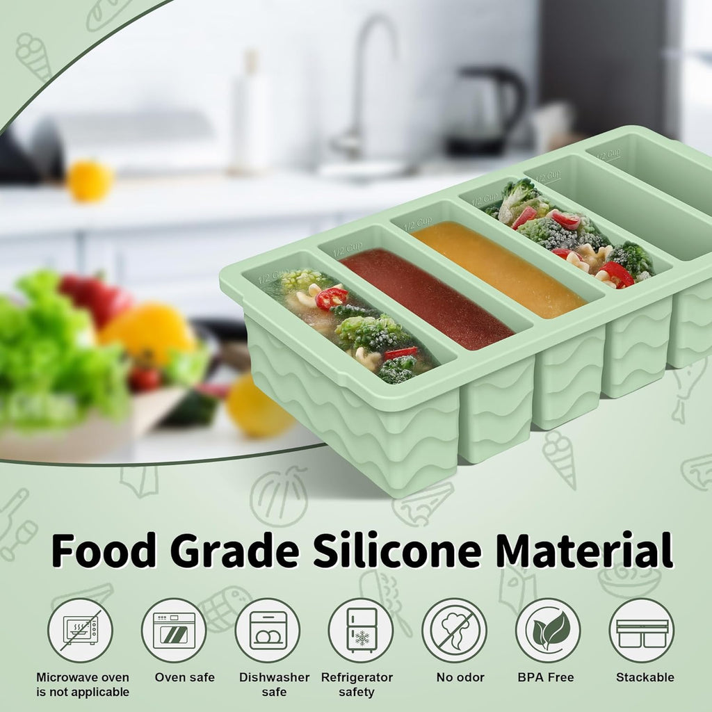 Skiennix Silicone Freezer Trays - 2-Pack Large & Small Soup Container Molds | Oven & Dishwasher Safe