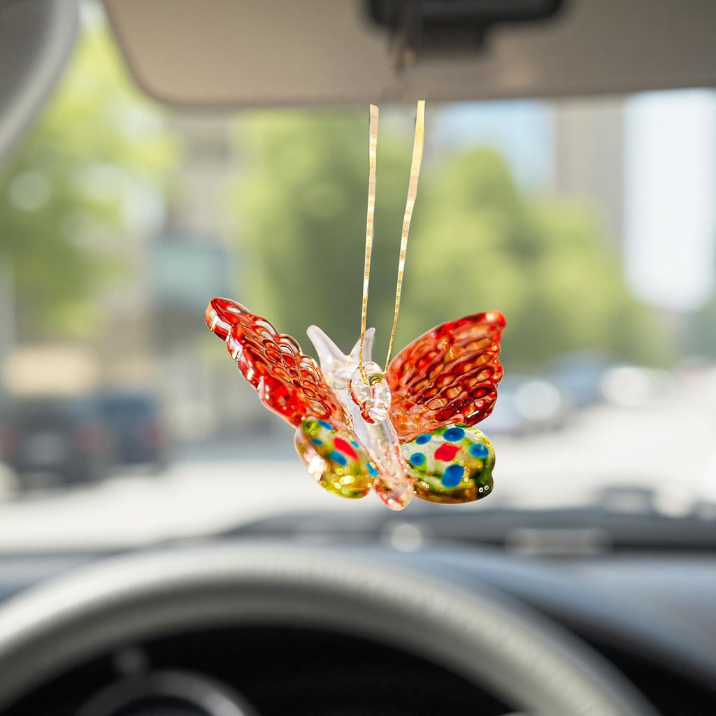 Skiennix Glass Butterfly Ornaments - 4pcs Hanging Crystal Decor for Home Windows | 1.7 Inch
