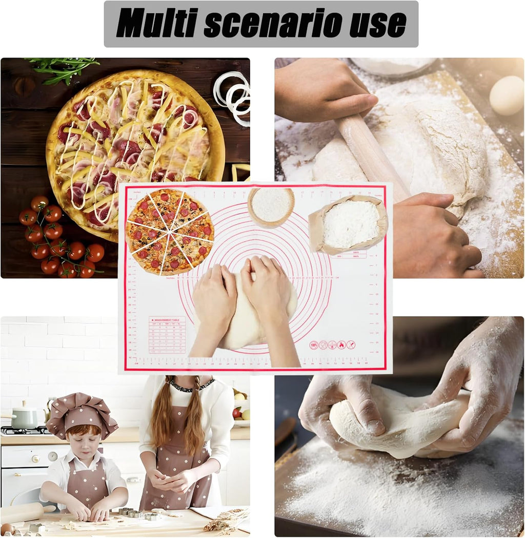 Skiennix Silicone Pastry Mat - 20" x 28" Non-Slip Baking Mat with Measurements | Extra Large for Cookies & Pizza