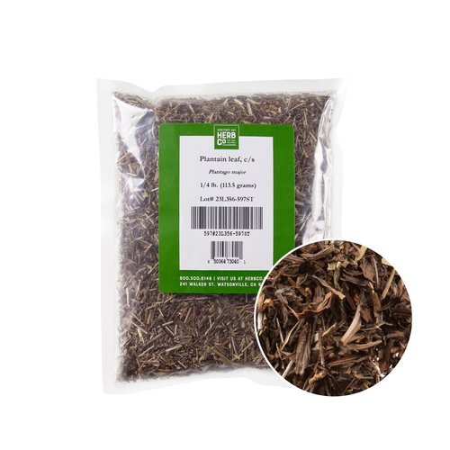Dried Plantain Herb Leaves Cut & Sifted, by Herb Co, for Tea Blends (Cuckoos Bread Ripple Grass), 1/4 lb