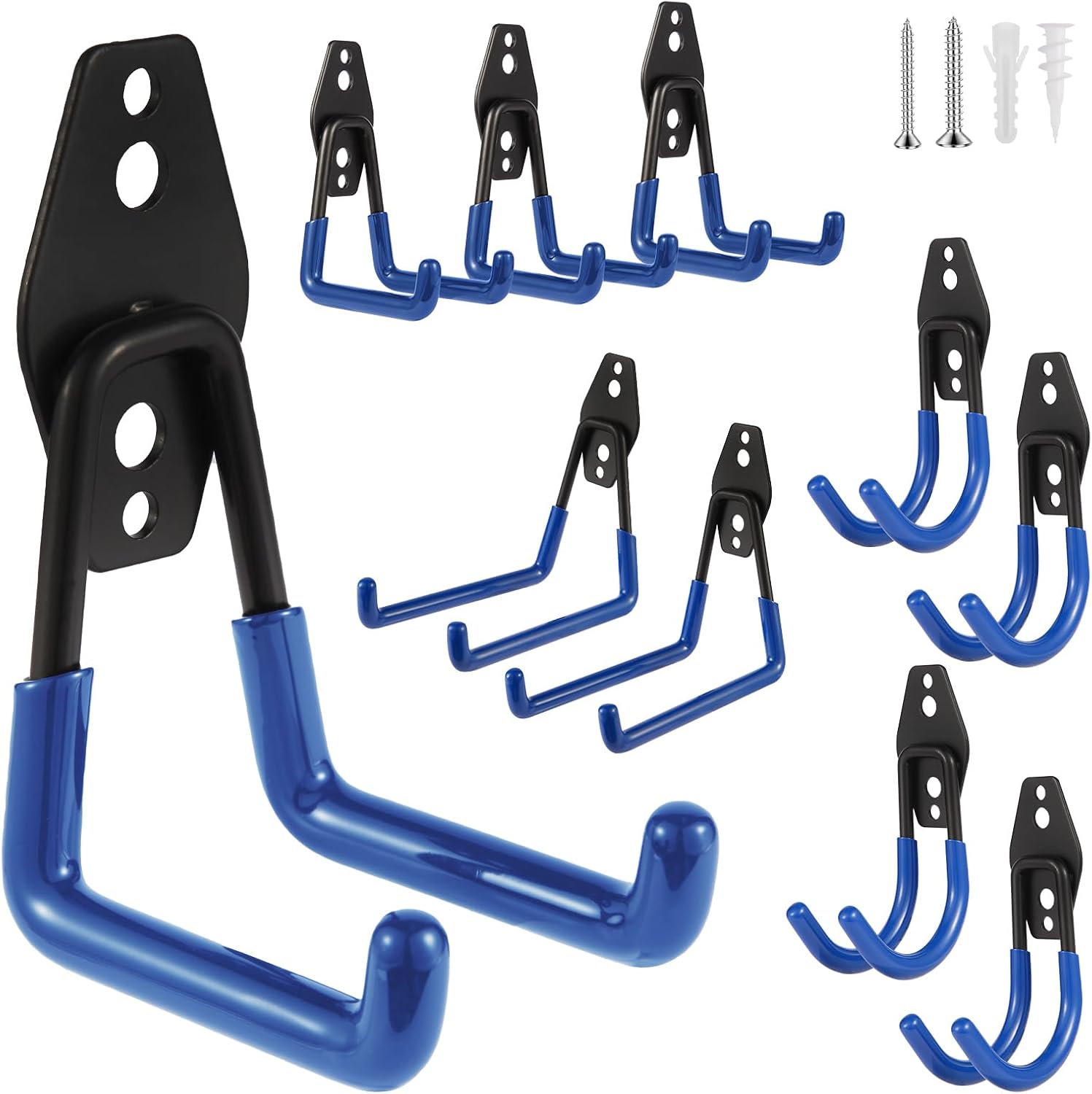Steel Garage Hooks - Heavy Duty Wall Tool Organizer | 10 Pack Storage Hangers for Ladders & Garden Tools