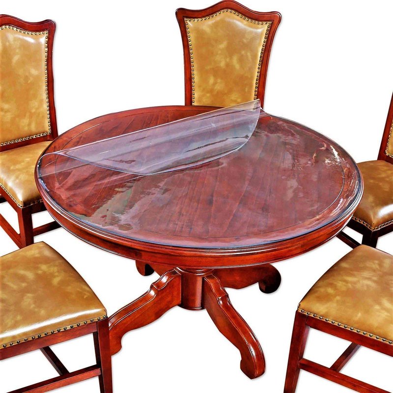 Clear Plastic Protector Mat Wipeable Vinyl PVC Circle Tablecloth Dining Coffee Table Wood Furniture Protector Pad Eco Tabletop Protective Cover Easy Clean Water Resistant Round 43 Inches (Dia.110cm)