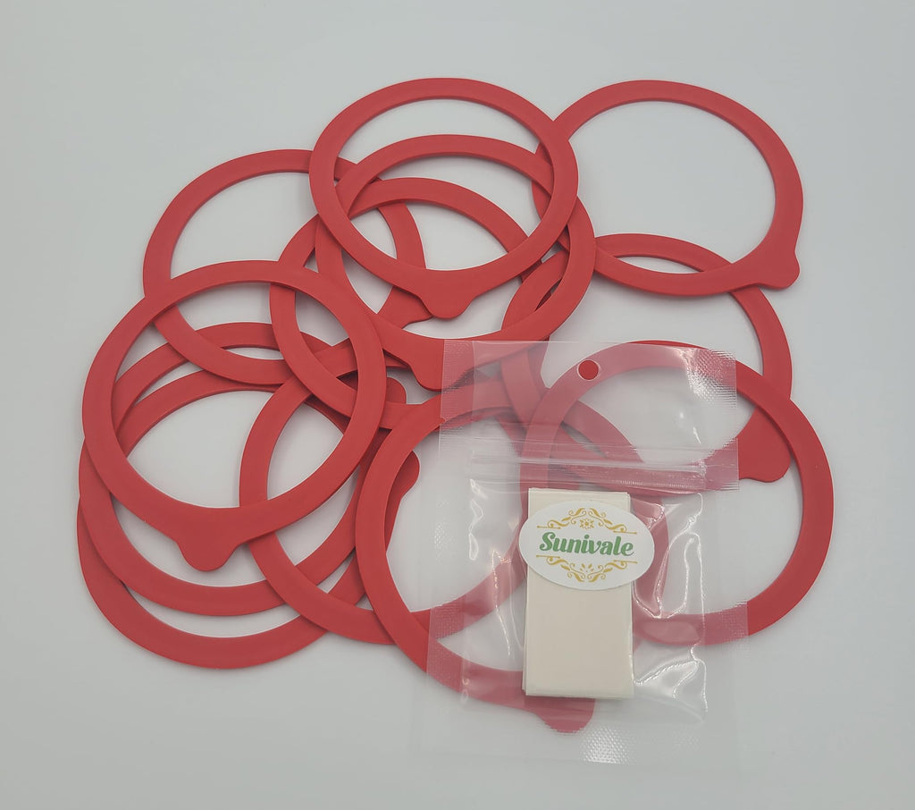 Canning Jar Seal Bundle Includes 48 Wide Mouth Viceroy Jar Rubbers With Tab and 48 Dissolvable Sunivale Jar Labels Replacement Jar Seals for Old Style Canning Jars Natural Rubber Rings