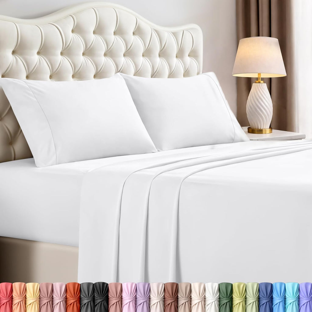 Utopia Bedding California King Sheet Set - 4-Piece Soft Microfiber Bed Sheets | Oeko-Tex Certified (White)