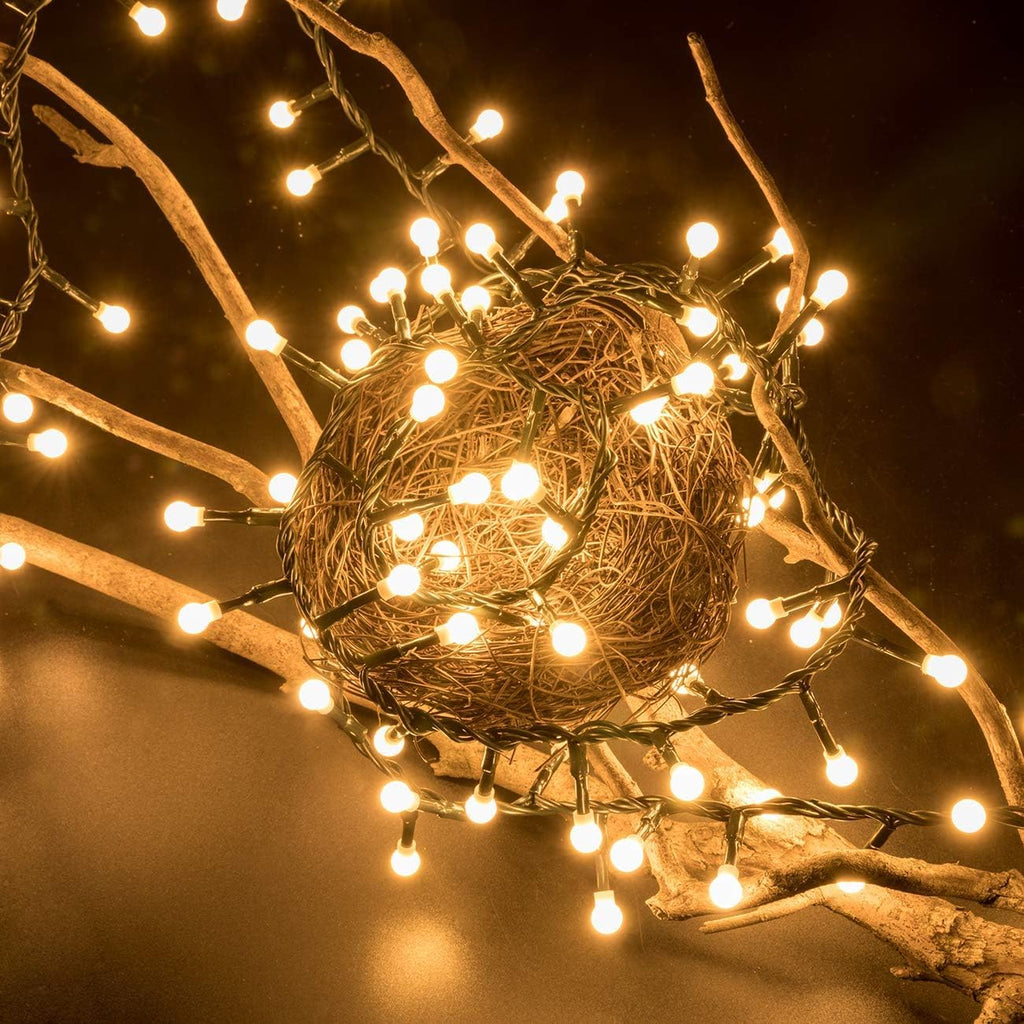 AWQ 500 LED Christmas String Lights - 49ft Cluster Design with 8 Modes | Warm White Indoor/Outdoor Decor