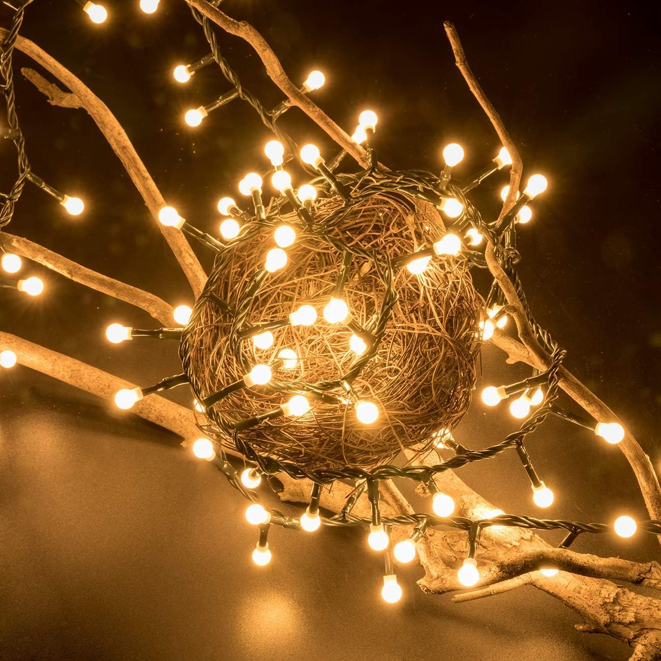 AWQ 500 LED Christmas String Lights - 49ft Cluster Design with 8 Modes | Warm White Indoor/Outdoor Decor