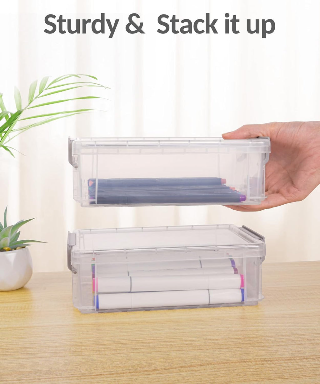 Sooez Extra Large Pencil Box Set - Clear Plastic Organizer for Art & Craft Supplies | 6 Pack