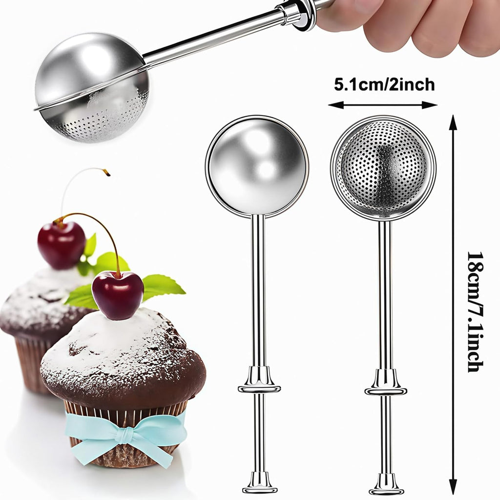 Skiennix Flour Sifter Set - One-Hand Operation Powdered Sugar Shaker for Baking | Stainless Steel Design