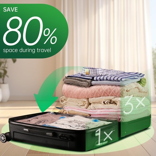 BRODI Travel Vacuum Bags Combo Pack - Space-Saving Clothing & Luggage Seal Bags with Pump
