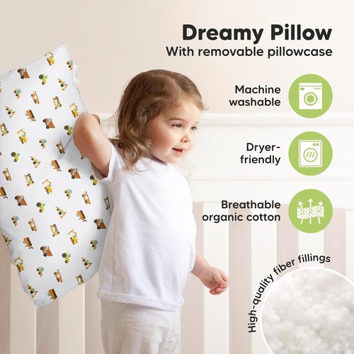 KeaBabies Toddler Pillow - Jumbo 14x20 Soft Organic Cotton for Comfortable Sleep | Machine Washable, Ideal for Travel