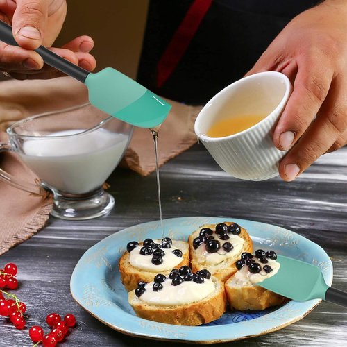 Coukre Silicone Spatula Set - High Temperature Resistant, Food Grade, Dishwasher Safe | Aqua Green, 5-Piece Set