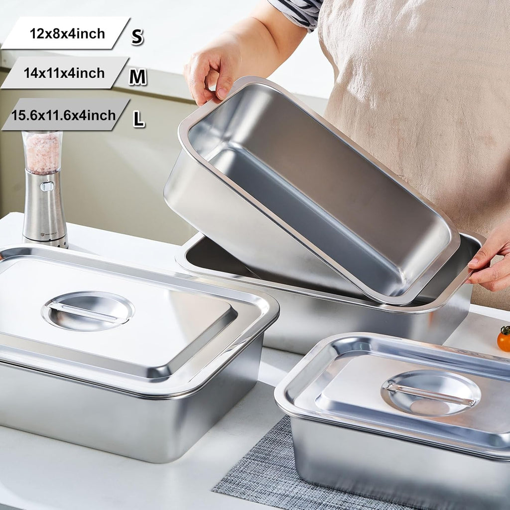 Skiennix 4 Inch Extra Deep Lasagna Baking Pan - 11x14 Inch Nonstick Stainless Steel with Lid | 7.4QT Capacity