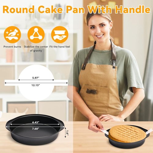 6 Inch Cake Pan Set by [Brand Name] - 3PCS Nonstick Round Baking Pans with 100 Parchment Papers | Dishwasher Safe