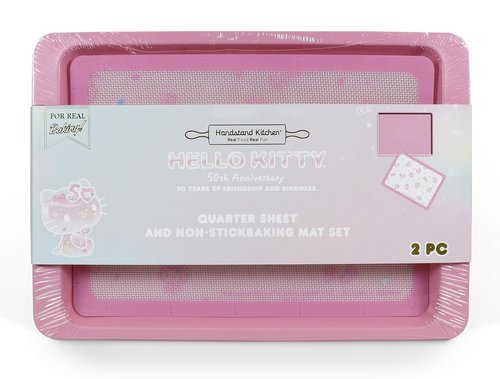 Handstand Kitchen Hello Kitty Commemorative 50th Anniversary Quarter Baking Sheet with Non-Stick Baking Mat Set
