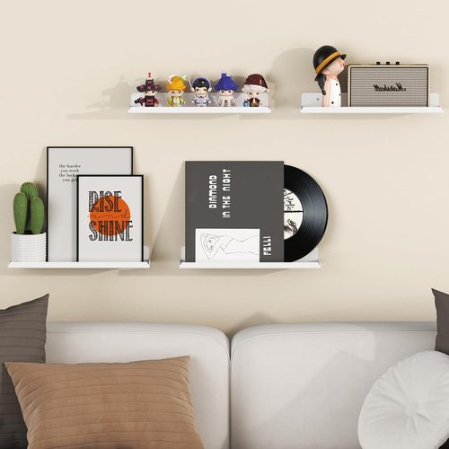Lifewit Floating Shelves - 15" Acrylic Wall Organizer for Perfume, Makeup & Decor | 10 Pack, White