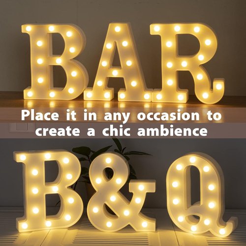 HXWEIYE LED Marquee Letters - Light Up Alphabet & Number Sign for Parties | Warm White Battery-Powered Decor