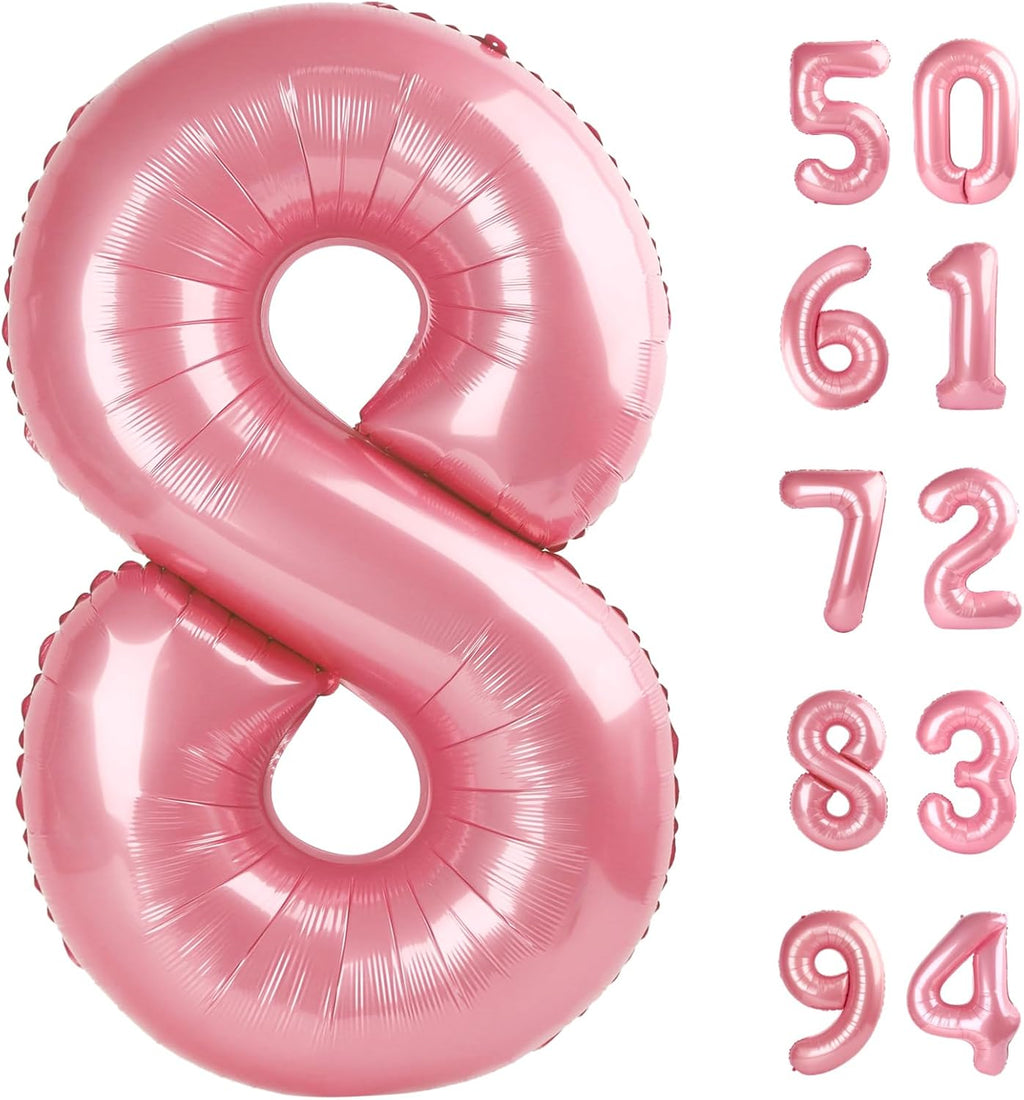 Pearlescent Pink Number 8 Balloon - 40 Inch Birthday Decorations for Girls | Pastel Pink Party Supplies