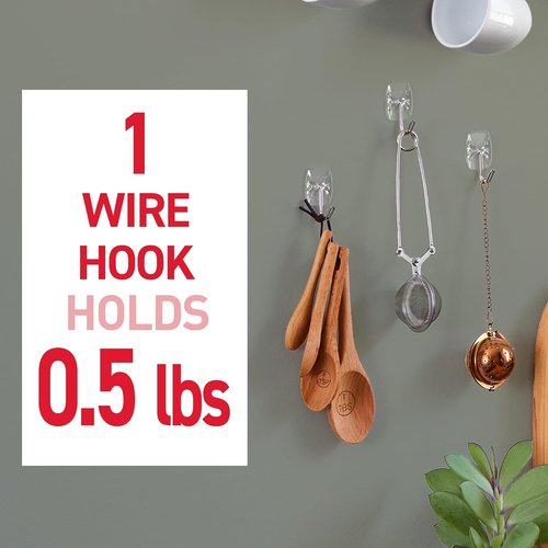 Command Small Clear Wire Toggle Hooks - Damage-Free Hanging Solution | 10 Hooks & 12 Strips, Holds Up to 0.5 lb