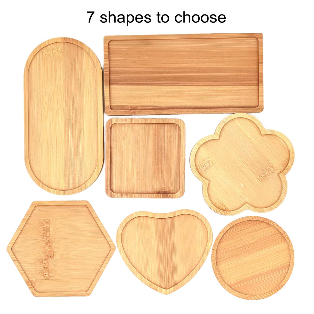 4PCS Mosaic Bamboo Coasters for Crafts, Blank Base Trays, Drinking Cup Coaster, Plant Coaster, Art Plate,DIY Mosaic Supplies (Square)
